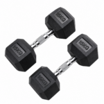 Par de Mancuernas Hexagonales de Caucho 15kg c/u Total 30kg