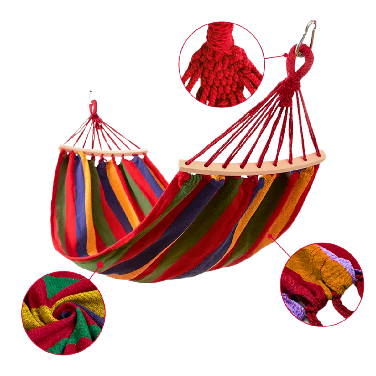 Hamaca Colgante De Algodón 210x150 Cm – Ligera Con Cuerdas Para árboles, Ideal Para Camping, Terraza O Jardín (Blanco Roto)