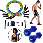 Set Completo de Bandas de Resistencia y Mancuernas 2 kg