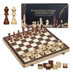 Tablero de Ajedrez Magnético de Madera 40x40 cm 2 en 1 Portátil