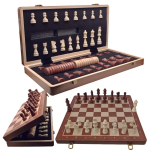 Tablero de Ajedrez Magnético de Madera 40x40 cm 2 en 1 Portátil - Imagen 5
