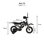 Bicimoto Aro 12″ con Ruedas Estabilizadoras Para Niños de 2 Años - Imagen 3