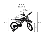 Bicimoto Aro 16″ con Ruedas Estabilizadoras Para Niños de 4 Años - Imagen 3