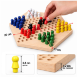 Juego de Damas Chinas de Madera Tablero con Fichas de Colores - Imagen 2