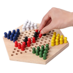 Juego de Damas Chinas de Madera Tablero con Fichas de Colores