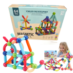 Juego de Construcción Magnético 64 Piezas Didáctico para Niños