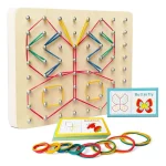 Tablero Geométrico de Madera con Ligas Juego Didáctico Infantil
