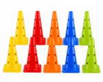 Pack de 10 Conos de Entrenamiento 48 cm Multicolor con 4 Orificios
