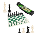 Juego de Ajedrez Portátil Enrollable 50.5 cm con Piezas y Tubo de Transporte