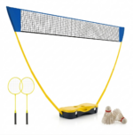Kit De Bádminton Portátil Con Red Raquetas Y Volantes