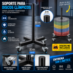 Soporte Vertical Para Discos Olímpicos 50 Mm Con Ruedas - Imagen 4