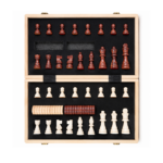 Juego Ajedrez y Damas 2 en 1 Tablero Magnético Madera Plegable 39x39 cm - Imagen 3