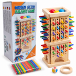 Juego de Equilibrio Torre de Madera con Palitos de Colores