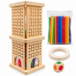 Juego de Equilibrio Torre de Madera con Palitos de Colores - Imagen 3