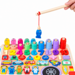 Juego Didáctico Montessori 6 En 1 De Madera Pesca Puzzle Números - Imagen 5
