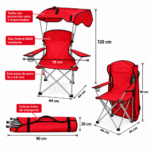Silla Plegable Camping Playa Con Techo Sombrilla y Bolso - Imagen 2